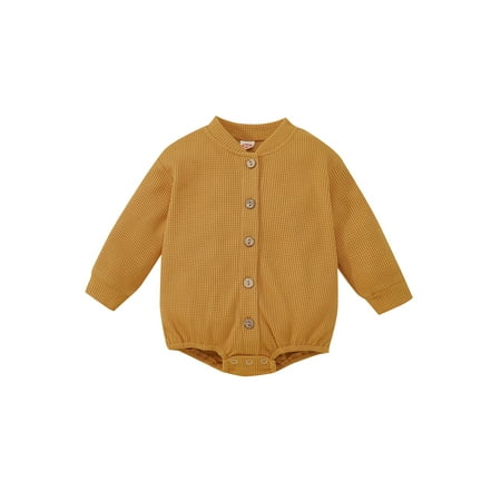 Binwwede Newborn Baby Long Sleeve Romper Plain Color Button Waffle Bodysuit Casual Simple Style Short Jumpsuit
Binwwede Newborn Baby Long Sleeve Romper Plain Color Button Waffle Bodysuit Casual Simple Style Short Jumpsuit
