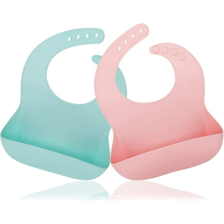 Silicone Baby Bibs Comfortable Waterproof Silicone Bibs for Babies & Toddlers BPA Free with Food Catcher Pocket
