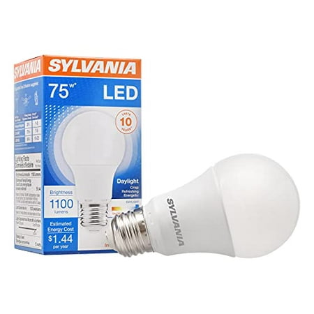 SYLVANIA LED Light Bulb 75W Equivalent A19 Efficient 12W Medium Base Frosted Finish 1100 Lumens Daylight - 1 Pack (79293)
SYLVANIA LED Light Bulb 75W Equivalent A19 Efficient 12W Medium Base Frosted Finish 1100 Lumens Daylight - 1 Pack (79293)