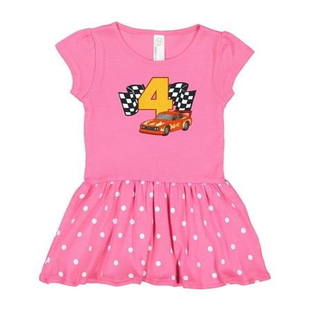 Inktastic Number Four Race Car Gift Toddler Girl Dress