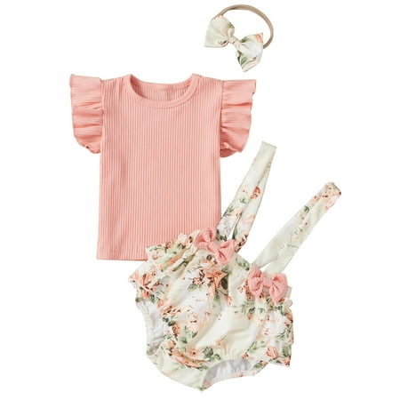 Zukuco Newborn Baby Girl Clothes Summer Short Sleeve Ruffle Romper Top Suspender Shorts with Headband Baby Girl Outfit
Zukuco Newborn Baby Girl Clothes Summer Short Sleeve Ruffle Romper Top Suspender Shorts with Headband Baby Girl Outfit