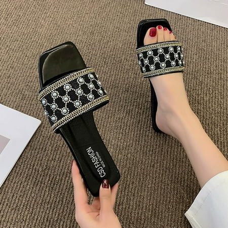 Slippers Fashion Spring Summer Women Slippers Rhinestone Pearl Flat Casual Comfortable Beach Shoes
Slippers Fashion Spring Summer Women Slippers Rhinestone Pearl Flat Casual Comfortable Beach Shoes
