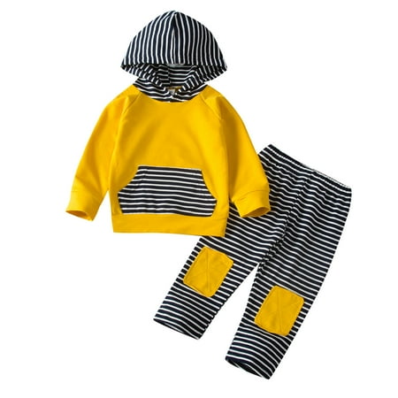 NIUREDLTD Kid Fall Winter Sweatsuits Set Striped Outfits Girls Boys Infant Sweatshirt+Pants Baby Patch Hooded Set Boys Outfits&Set Hoodies and Joggers Outfit Yellow 80
NIUREDLTD Kid Fall Winter Sweatsuits Set Striped Outfits Girls Boys Infant Sweatshirt+Pants Baby Patch Hooded Set Boys Outfits&Set Hoodies and Joggers Outfit Yellow 80