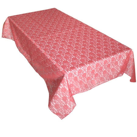 Sheer Lace Tablecloth Overlay Wedding and Party Decoration Coral
