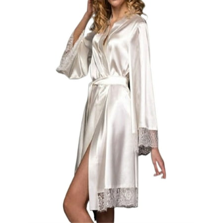 Gureui Womens Soft Satin Silk Dress Pajamas Nightgown Wedding Bride Sexy V-Neck Short Robe Lace Trim Sleeves Bathrobe Sleepwear
Gureui Womens Soft Satin Silk Dress Pajamas Nightgown Wedding Bride Sexy V-Neck Short Robe Lace Trim Sleeves Bathrobe Sleepwear