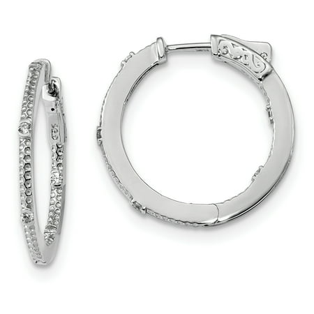 925 Sterling Silver Cubic Zirconia Cz In Out Round Hoop Earrings Ear Hoops Set