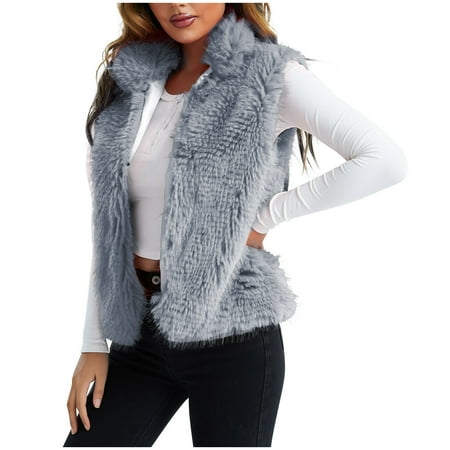 Faux Fur Vest for Women Warm Winter Coat Sleeveless Stand Collar Furry Jacket Outerwear
Faux Fur Vest for Women Warm Winter Coat Sleeveless Stand Collar Furry Jacket Outerwear