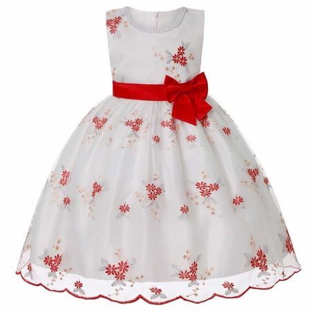 

GWAABD Dresses for Little Girls Red Cotton Embroidered Bowknot Dress Mesh Princess Tutu Girls Dress Little Girls Summer Embroidered Mesh Princess Pageant Dress 130