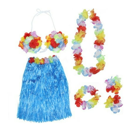 40cm Hawaii Tropical Hula Grass Dance Skirt & Bra & Flower Bracelets & Headband & Necklace Set (Blue)
40cm Hawaii Tropical Hula Grass Dance Skirt & Bra & Flower Bracelets & Headband & Necklace Set (Blue)