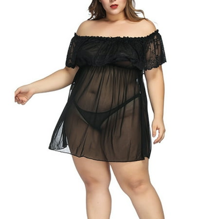 ALSLIAO Plus Size Women Sexy Lace Nightdress Underwear Sheer Mesh Sleepwear Lingerie Set Black 32
ALSLIAO Plus Size Women Sexy Lace Nightdress Underwear Sheer Mesh Sleepwear Lingerie Set Black 32