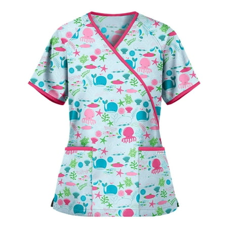 UDAXB Womens Nursing Scrub Tops Valentine s Day Love Heart Printed Working Uniform Short Sleeve V-Neck Workwear Blouse T-shirt with Pockets
UDAXB Womens Nursing Scrub Tops Valentine s Day Love Heart Printed Working Uniform Short Sleeve V-Neck Workwear Blouse T-shirt with Pockets