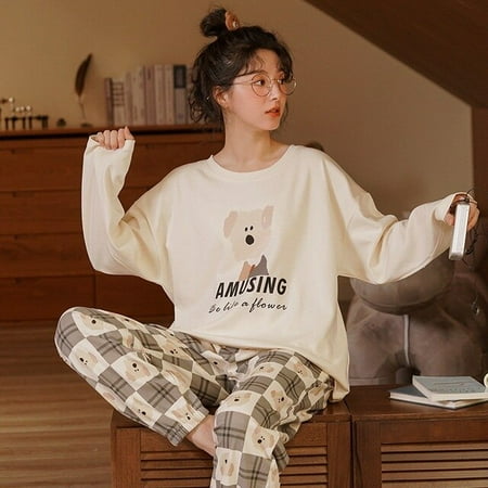 CoCopeaunt The new pajamas female spring and autumn cotton long-sleeved pants home wear set cartoon cute pajamas set sleepwear pajama
CoCopeaunt The new pajamas female spring and autumn cotton long-sleeved pants home wear set cartoon cute pajamas set sleepwear pajama
