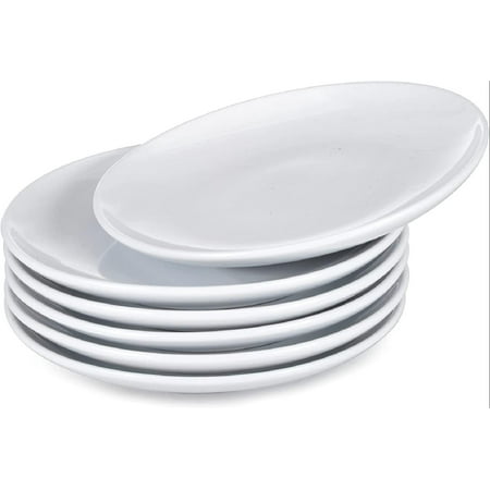 Cream White Porcelain Dessert Plates for Restaurant and Kitchen Set of 6 (6.5 Inch)