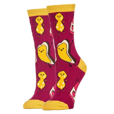 Oooh Yeah Women S Luxury Combed Cotton Crew Socks - Peanut Butter Jams