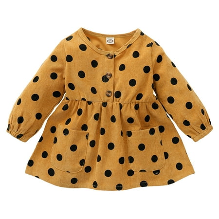 3 Months Baby Girls Dress 6 Months Girls Long Sleeve Dress Round Neck Infant Girls Polka Dots Dress Yellow Dress
3 Months Baby Girls Dress 6 Months Girls Long Sleeve Dress Round Neck Infant Girls Polka Dots Dress Yellow Dress