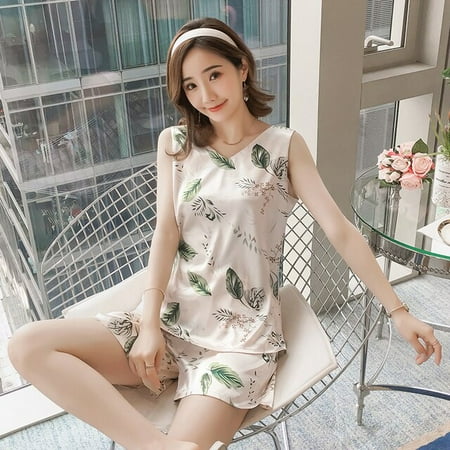PIKADINGNIS New Pajamas for Women Summer Sexy Print Short Sleeve Silk V-neck 3XL Sleepwear Set Lonxu Silk Pajamas Set Vest Girl Pyjamas Set
PIKADINGNIS New Pajamas for Women Summer Sexy Print Short Sleeve Silk V-neck 3XL Sleepwear Set Lonxu Silk Pajamas Set Vest Girl Pyjamas Set