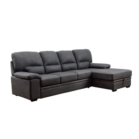 Furniture of America Clair Modern Convertible Sectional in Graphite