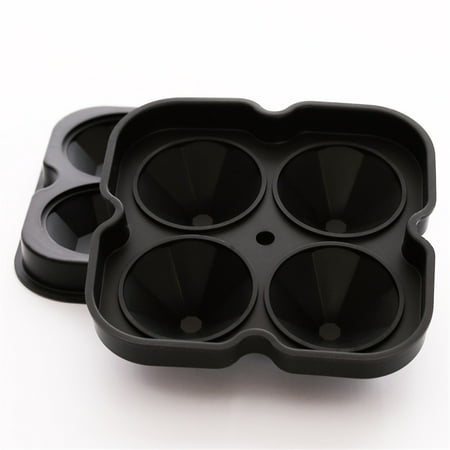 4 Cups Ball Shape 3D Ice C ube Mold Silicone Maker Tray