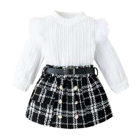 Kids Halloween Outfits Girls Toddler Girls Long Sleeve Solid Ribbed Tops Plaid Prints Skirts Two Outfits Back To School Clothes White 6-12 Months
Kids Halloween Outfits Girls Toddler Girls Long Sleeve Solid Ribbed Tops Plaid Prints Skirts Two Outfits Back To School Clothes White 6-12 Months