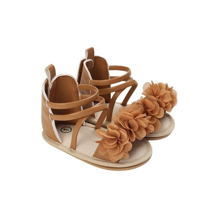 sdghg Girls Casual Sandals Flower Patchwork Bandage Soft Sole Non-Slip Princess Flat Shoes
