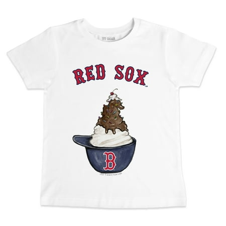 Infant Tiny Turnip White Boston Red Sox Sundae Helmet T-Shirt