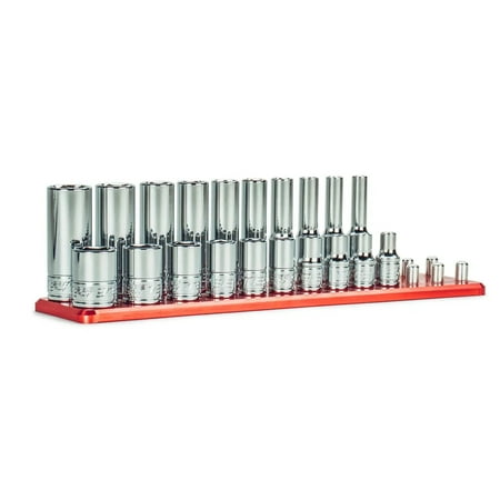 Capri Tools 1/4 Drive Master Chrome Sockets Set 6-Point 3/16 to 9/16 in. SAE 20-Piece with Billet Aluminium Socket Rail
Capri Tools 1/4 Drive Master Chrome Sockets Set 6-Point 3/16 to 9/16 in. SAE 20-Piece with Billet Aluminium Socket Rail