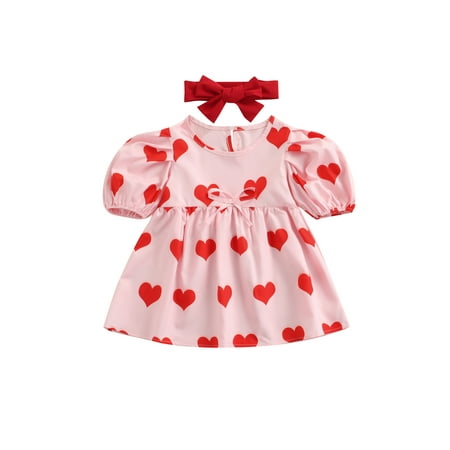 Diconna Valentine s Day Children Girls Casual Dresses Heart Print Puff Short Sleeve Bowknot A-line Dress Headband Holiday Clothes
Diconna Valentine s Day Children Girls Casual Dresses Heart Print Puff Short Sleeve Bowknot A-line Dress Headband Holiday Clothes