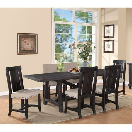 Modus Yosemite 7 Piece Rectangular Dining Table Set with Mixed Chairs - 4 Wood & 2 Upholstered
