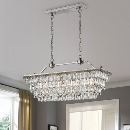 Edvivi Lighting Antique Silver 4-Light Rectangular Kitchen Island Lighting with Crystal Hanging
Edvivi Lighting Antique Silver 4-Light Rectangular Kitchen Island Lighting with Crystal Hanging