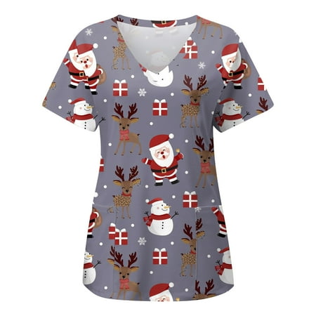 Xutthjh Women Scrubs Top Working Uniform Christmas Printed Pocket V-Neck Overalls T-Shirt Short Sleeve Top
Xutthjh Women Scrubs Top Working Uniform Christmas Printed Pocket V-Neck Overalls T-Shirt Short Sleeve Top