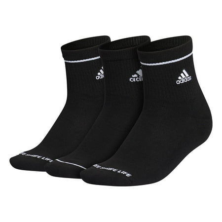 Women's adidas Cushioned Sport 2.0 3-Pack High Quarter Socks Color: Black Size: 9-11
