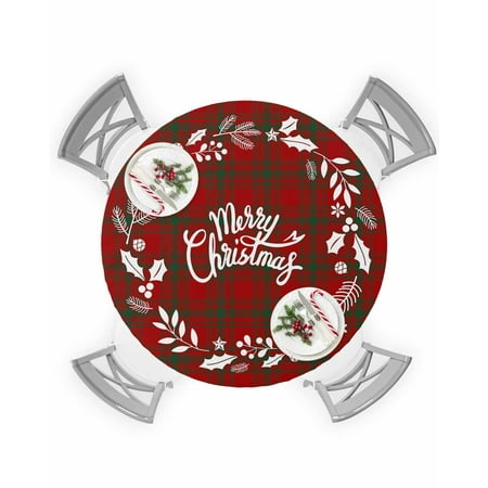 Round Tablecloth with Elastic Merry Christmas Holly Berry Red Green Plaid Waterproof Stain-proof Table Cover Wipeable Fitted Table Cloths for 45 -54 Round Tables Dining Kitchen Indoor Outdoor Use
Round Tablecloth with Elastic Merry Christmas Holly Berry Red Green Plaid Waterproof Stain-proof Table Cover Wipeable Fitted Table Cloths for 45 -54 Round Tables Dining Kitchen Indoor Outdoor Use