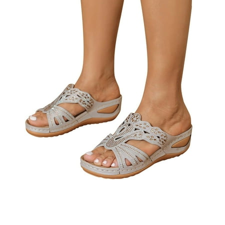 ELABCH Sandals for Women Platform Plus Size Rhinestones Casual Roman Fashion Sandals Slip On Mom Shoes Silver Size 8.5
ELABCH Sandals for Women Platform Plus Size Rhinestones Casual Roman Fashion Sandals Slip On Mom Shoes Silver Size 8.5
