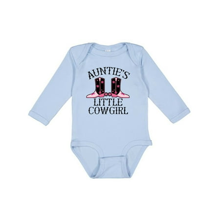 Inktastic Auntie Little Cowgirl Baby Clothes Gift Baby Girl Long Sleeve Bodysuit