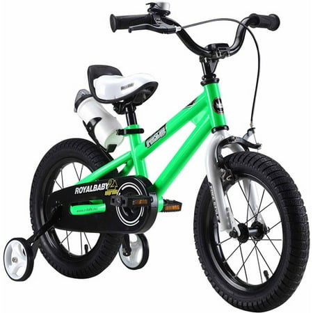 RoyalBaby BMX Freestyle Kids Bike, Boy's Bikes and Girl's Bikes with training wheels, Gifts for children, 14 inch wheels, Green