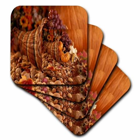 3dRose Autumn Harvest 3d, Ceramic Tile Coasters, set of 4