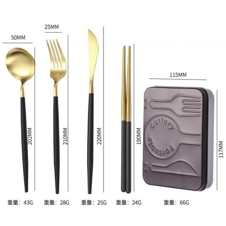 4pcs Removable And Collapsible Stainless Steel Multi-Color Reusable Tableware Set Including Fork Spoon Chopsticks Knife Suitable for Family Hotel Wedding Holiday Party Travel Camping Brown gold
4pcs Removable And Collapsible Stainless Steel Multi-Color Reusable Tableware Set Including Fork Spoon Chopsticks Knife Suitable for Family Hotel Wedding Holiday Party Travel Camping Brown gold