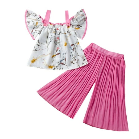 Funcee Baby Girls Summer Casual Off-shoulder Strap Floral T-shirt + Wide Leg Pants Clothing Set
Funcee Baby Girls Summer Casual Off-shoulder Strap Floral T-shirt + Wide Leg Pants Clothing Set