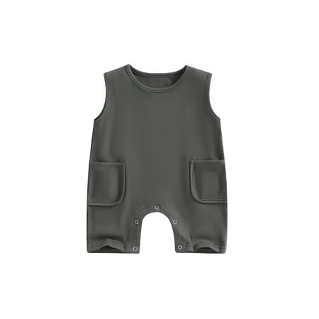 Newborn Infant Baby Boy Basic Solid Color Romper Jumpsuit Sleeveless Playsuit Overalls with Pockets
Newborn Infant Baby Boy Basic Solid Color Romper Jumpsuit Sleeveless Playsuit Overalls with Pockets