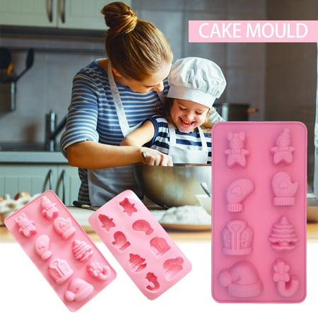 KEVCHE Silicone Cake Mold 8 with Christmas Hat Snowman Chocolate Mold Christmas Gift