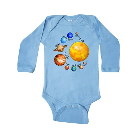 Inktastic Sun and Planets- Yes and Pluto Gift Baby Boy or Baby Girl Long Sleeve Bodysuit