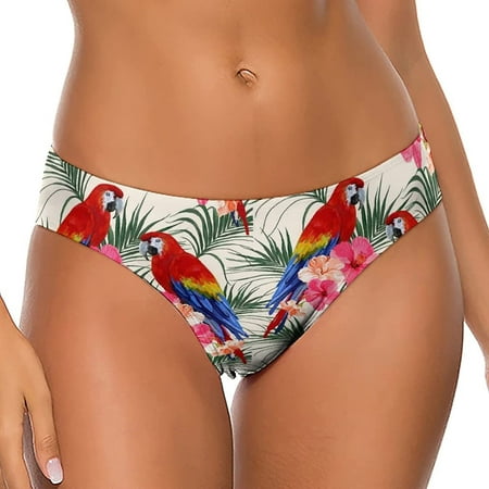 

Tropical Palm Leaves Parrot Hibiscus Women s Thongs Sexy T Back G-Strings Panties Underwear Panty