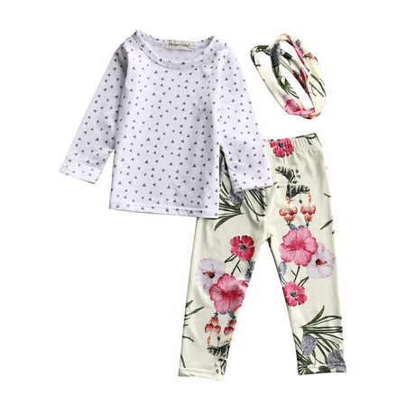 3Pcs Baby Girls Clothes Outfit Long Sleeve Tops Long Flower Print Pants Floral Headband Sets
3Pcs Baby Girls Clothes Outfit Long Sleeve Tops Long Flower Print Pants Floral Headband Sets