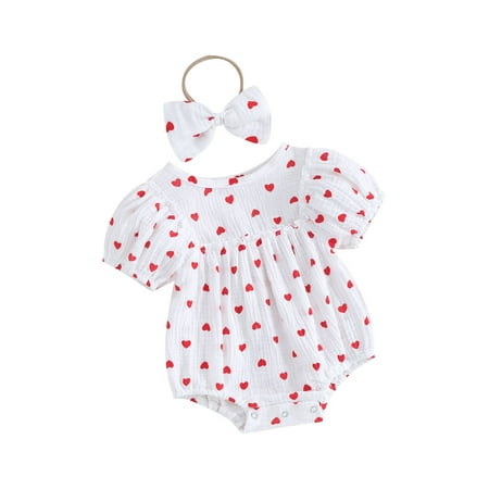 Suealasg Newborn Girls 2Pcs Valentine s Day Outfit 3M 6M 12M 18M Baby Girl Summer Clothes Infant Girls Short Sleeve Heart Print Romper + Headband Set
Suealasg Newborn Girls 2Pcs Valentine s Day Outfit 3M 6M 12M 18M Baby Girl Summer Clothes Infant Girls Short Sleeve Heart Print Romper + Headband Set