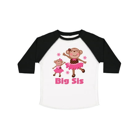 Inktastic Big Sis Sibling Girl Monkey Gift Toddler Toddler Girl T-Shirt