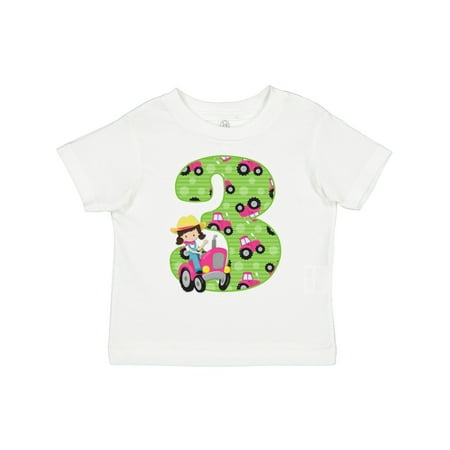 Inktastic Tractor Girl 3rd Birthday Gift Toddler Toddler Girl T-Shirt