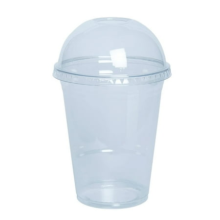 Dechoicelife Disposable Smoothie Cups Domed Lids Plastic Milkshake Glasses