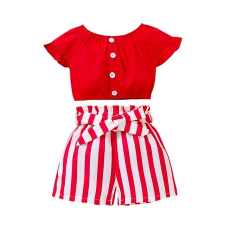 Rovga Girls Outfit Sets Baby Kids Girl Outfits Solid Color Short Sleeve O Neck Crop Casual Button Tops+Stripe Print Shorts 2Pcs Clothes Set Toddler Girls Clothing
Rovga Girls Outfit Sets Baby Kids Girl Outfits Solid Color Short Sleeve O Neck Crop Casual Button Tops+Stripe Print Shorts 2Pcs Clothes Set Toddler Girls Clothing