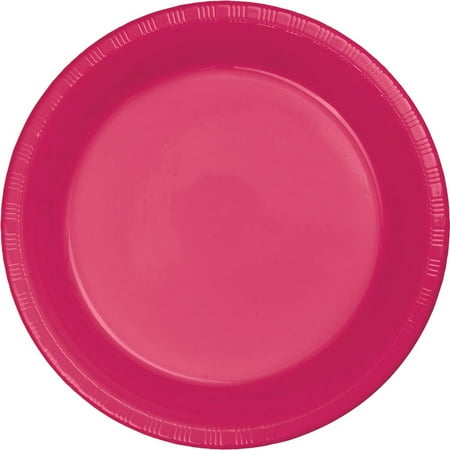 Hot Magenta Plastic Plates, 20-Pack