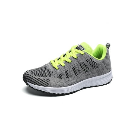 Woobling Ladies Sneakers Lace Up Walking Shoes Casual Running Shoe Women Trainers Breathable Mesh Comfy Gray-green 8.5